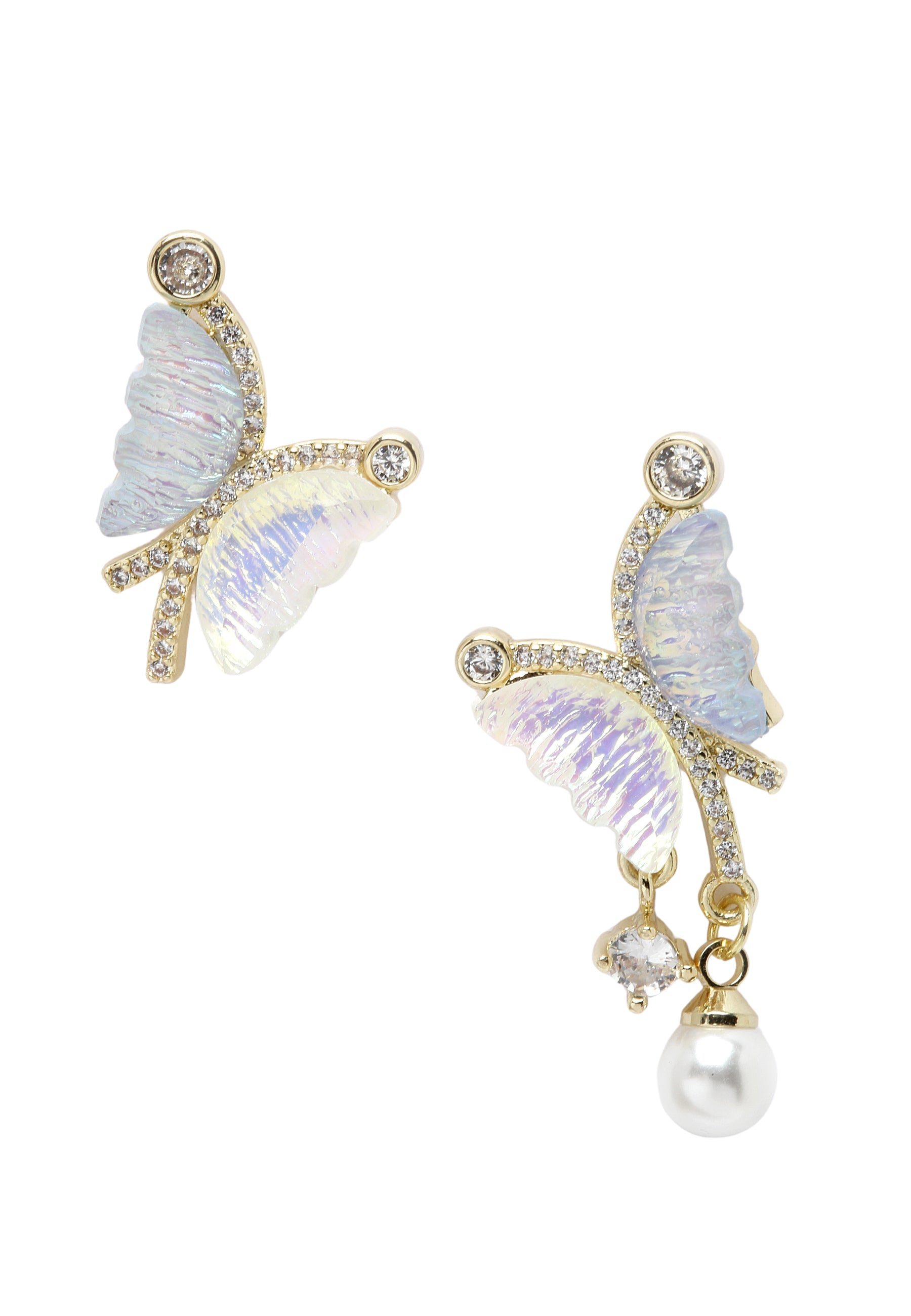 Gold Butterfly Crystal Earrings