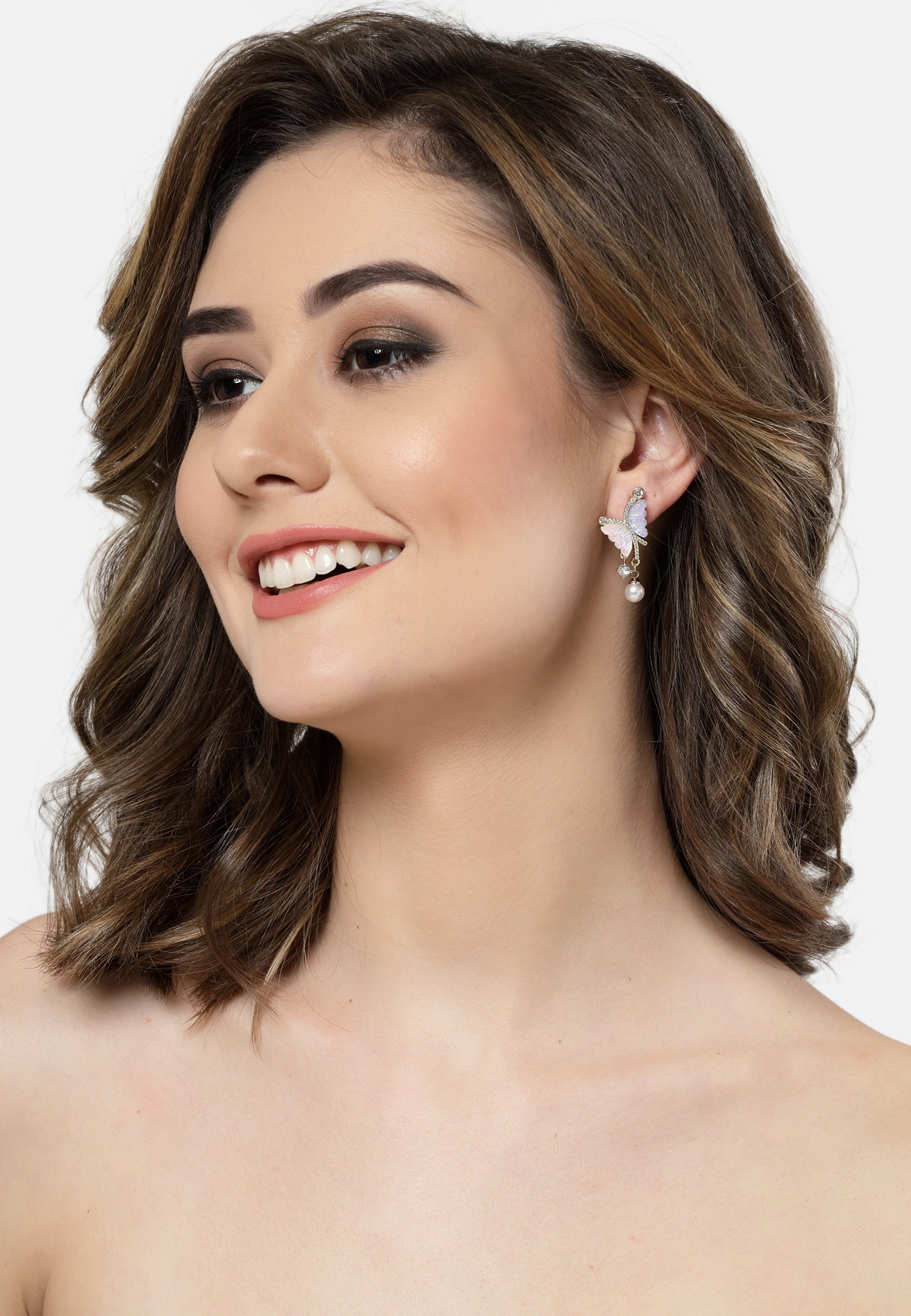 Gold Butterfly Crystal Earrings