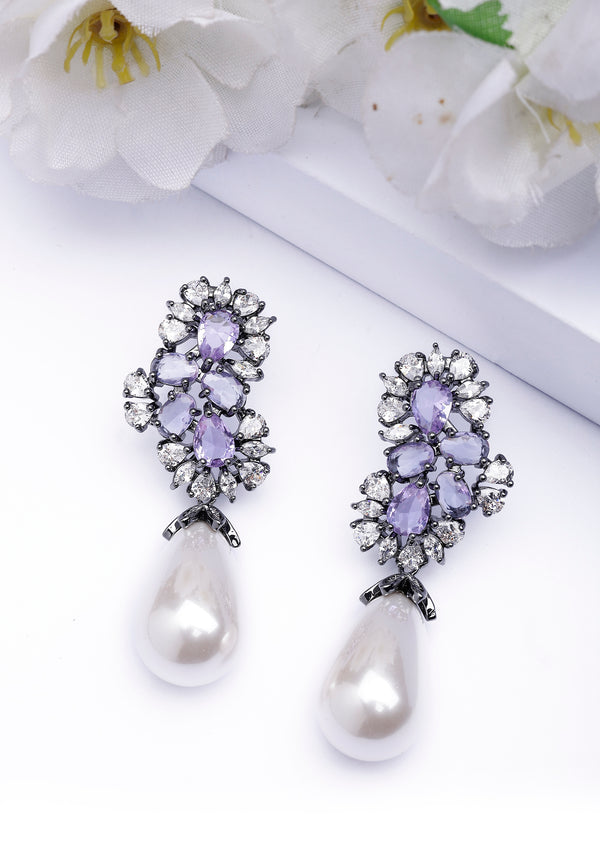 Elegant Purple Pearl Drop Earring