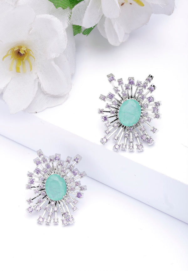 Light Purple Snowflake Oval Stud Earrings