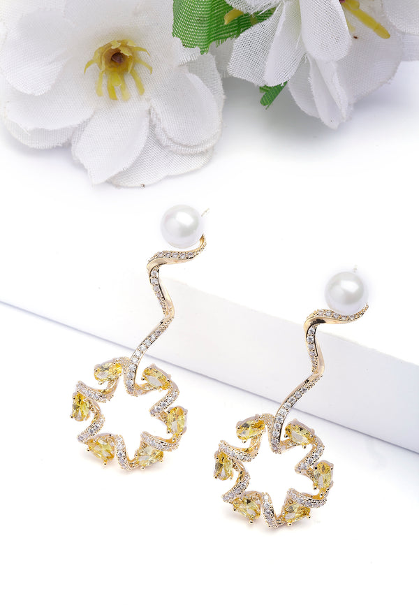 Fijne Gele Draai Dangle Oorbellen