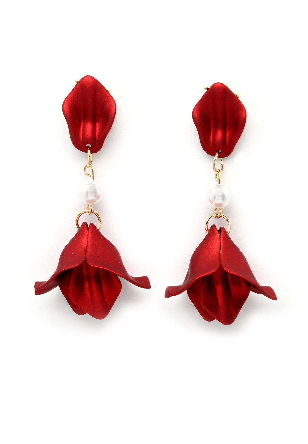 Rose drop Earrings in Red